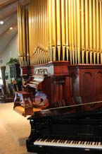 Pipe organ and piano in activity room at Vienna Nursing and Rehab Center